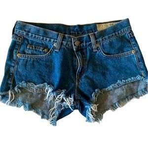 EUC Rag and Bone NY Blue Denim Frayed Booty Shorts Size 24